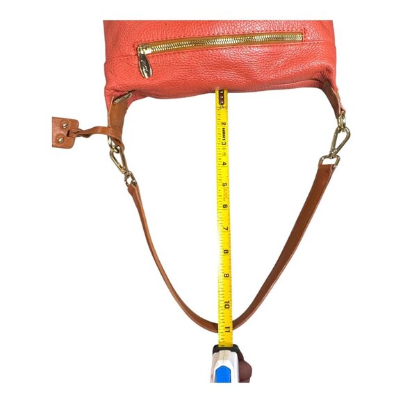 Valentina Italia Coral Peach Pink Leather Shoulder Bag With Adjustable Strap SEE - Picture 7 of 16